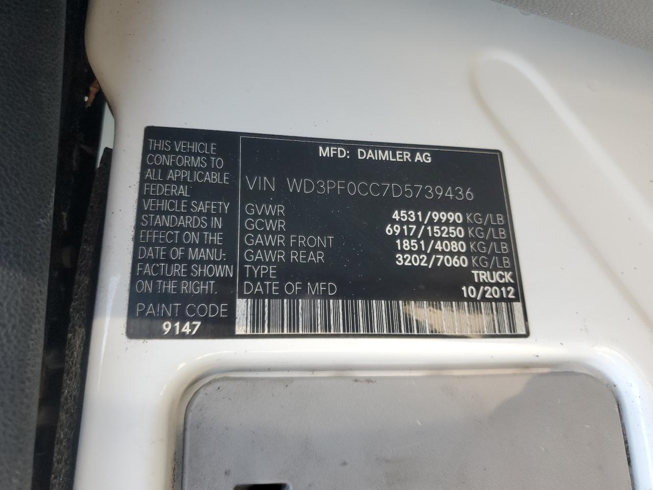 wd3pf0cc7d5739436 WD3PF0CC7D5739436 2013 Mercedes-Benz Sprinter 3500