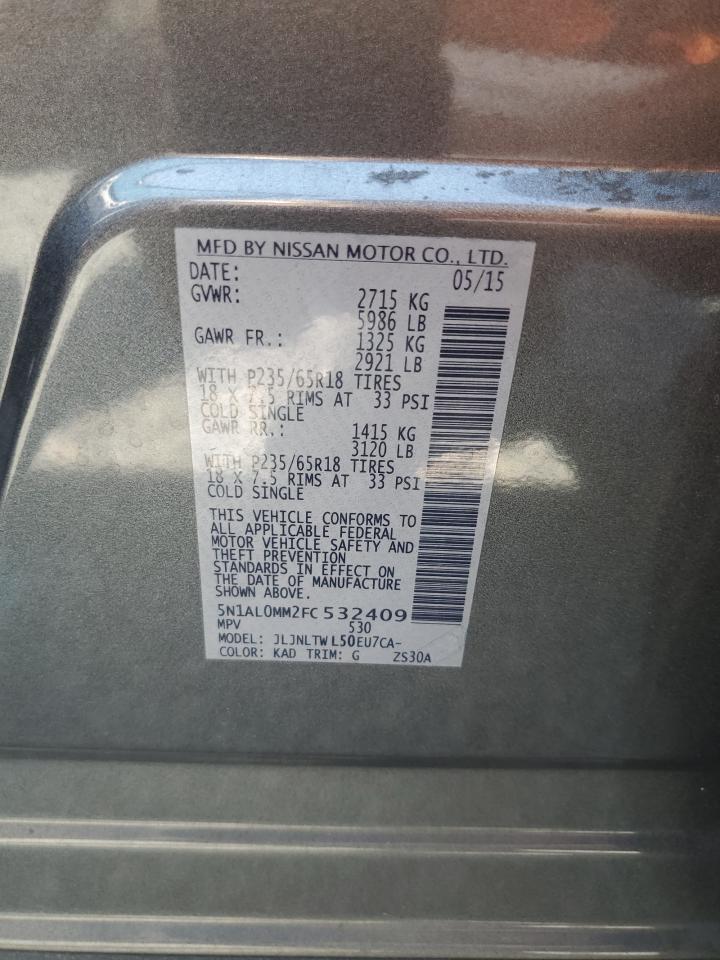 2015 Infiniti Qx60 VIN: 5N1AL0MM2FC532409 Lot: 63067455