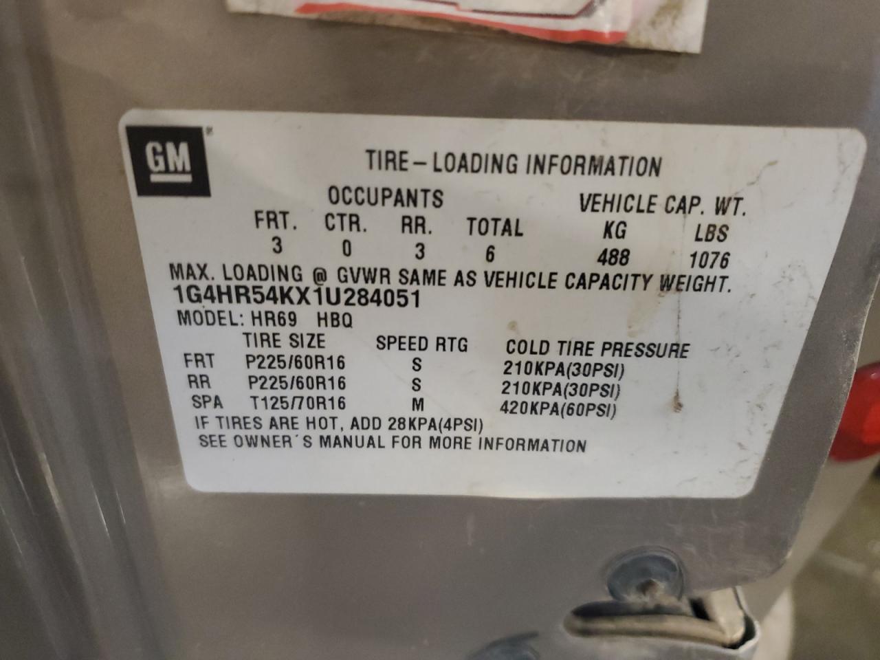 2001 Buick Lesabre Limited VIN: 1G4HR54KX1U284051 Lot: 64960805