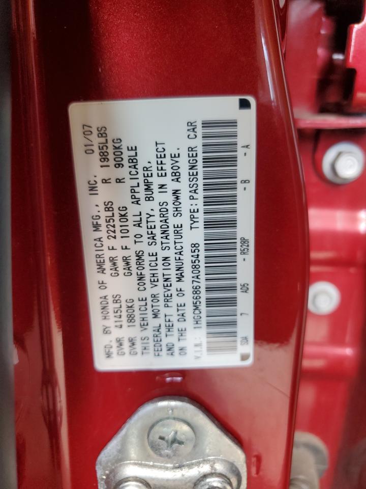 2007 Honda Accord Ex VIN: 1HGCM56867A085458 Lot: 65526845