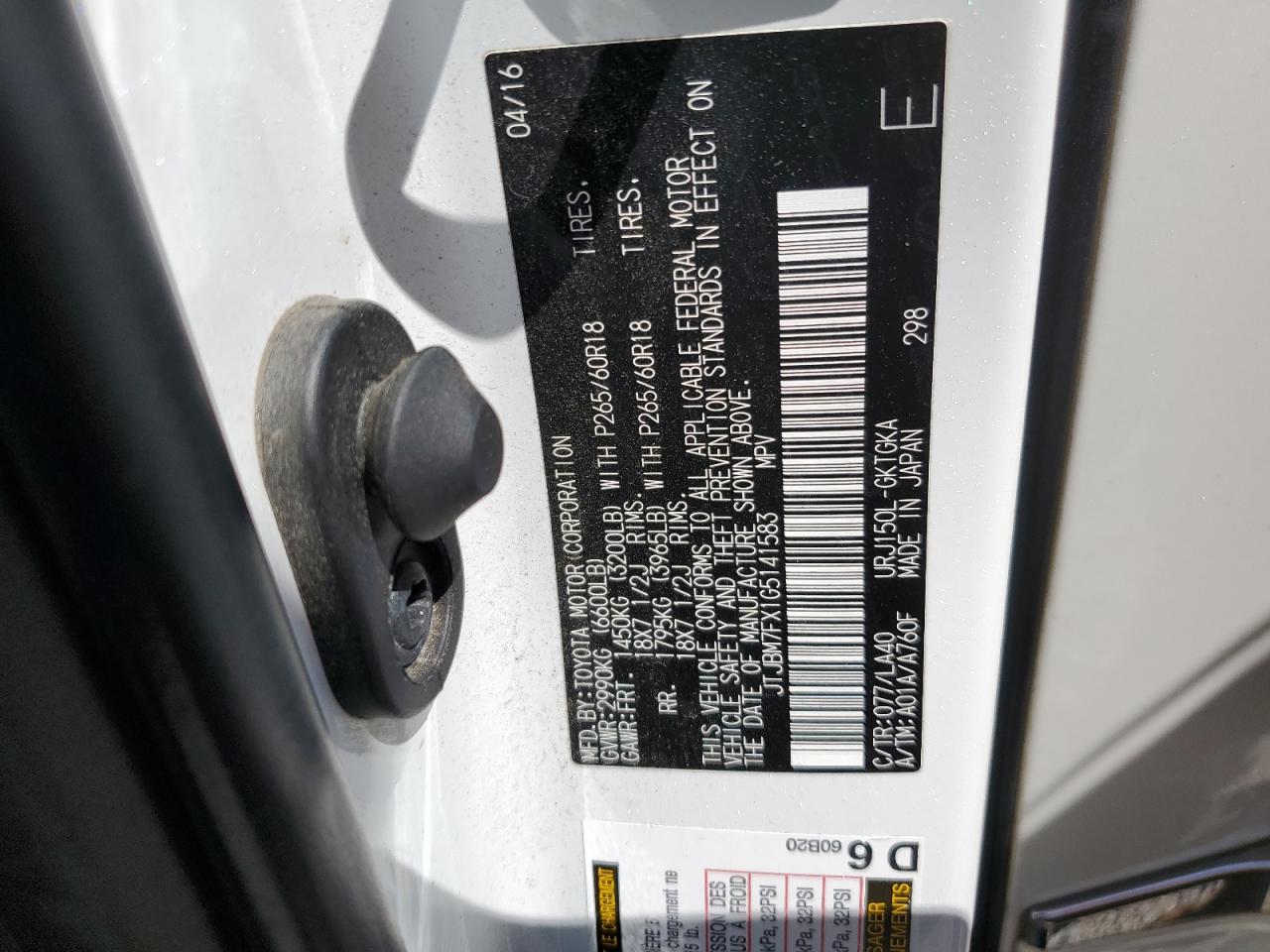 2016 Lexus Gx 460 VIN: JTJBM7FX1G5141583 Lot: 63522745