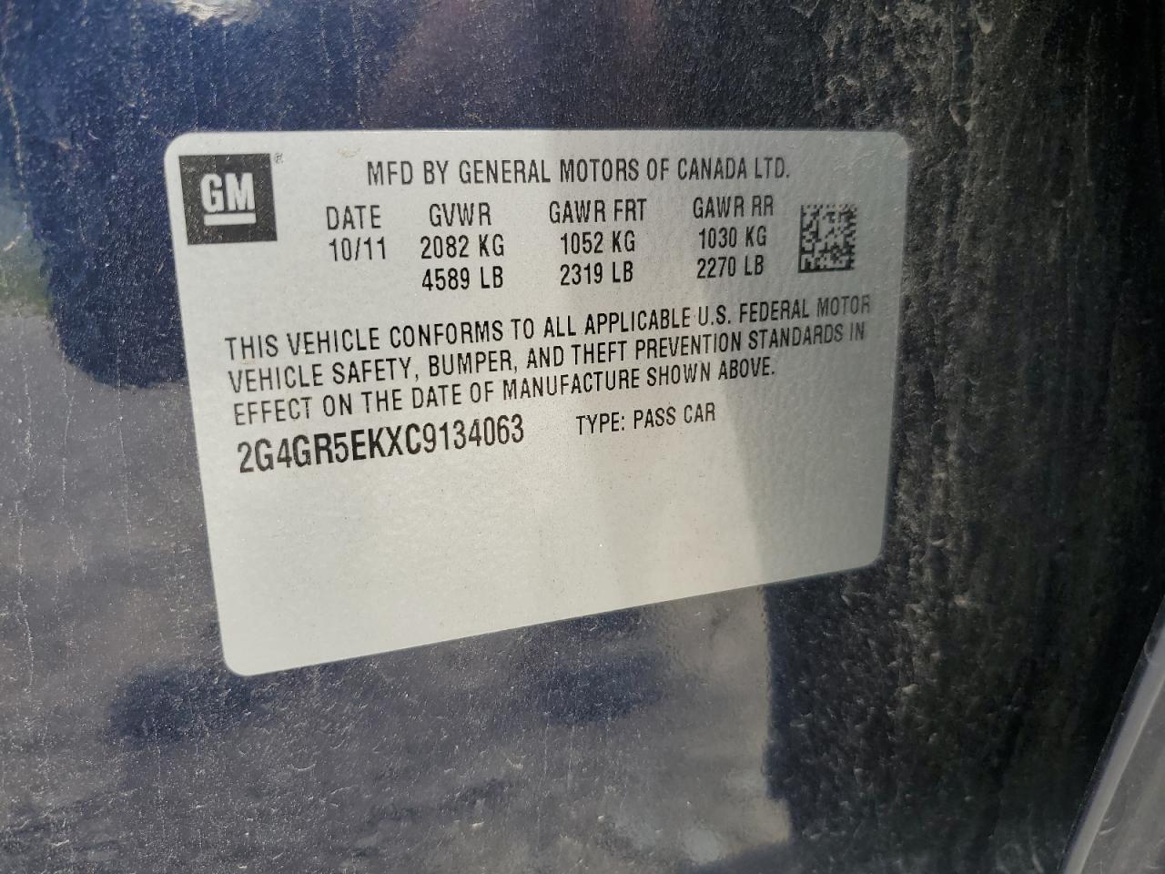 2012 Buick Regal VIN: 2G4GR5EKXC9134063 Lot: 63164215
