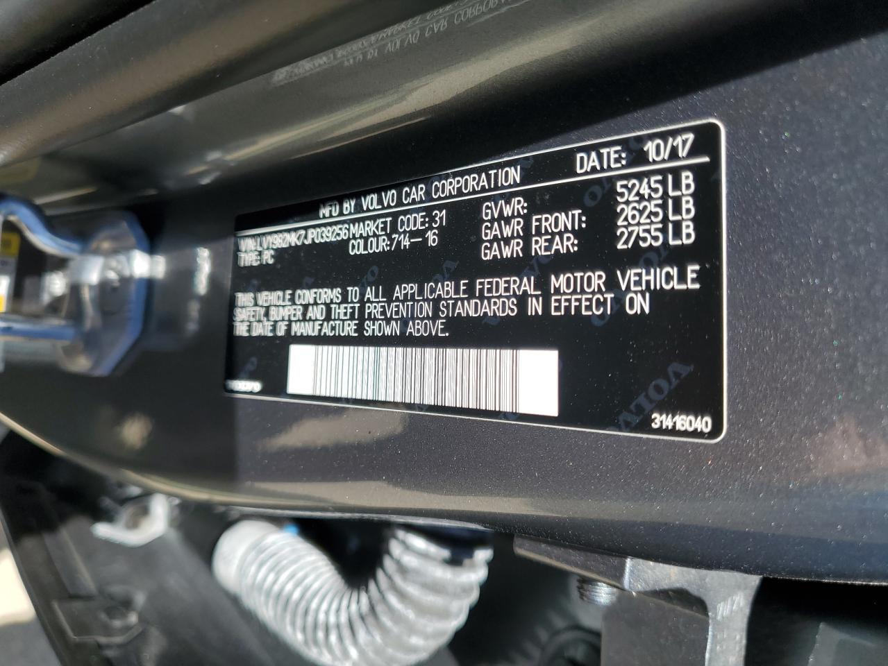 2018 Volvo S90 T5 Momentum VIN: LVY982MK7JP039256 Lot: 63464005