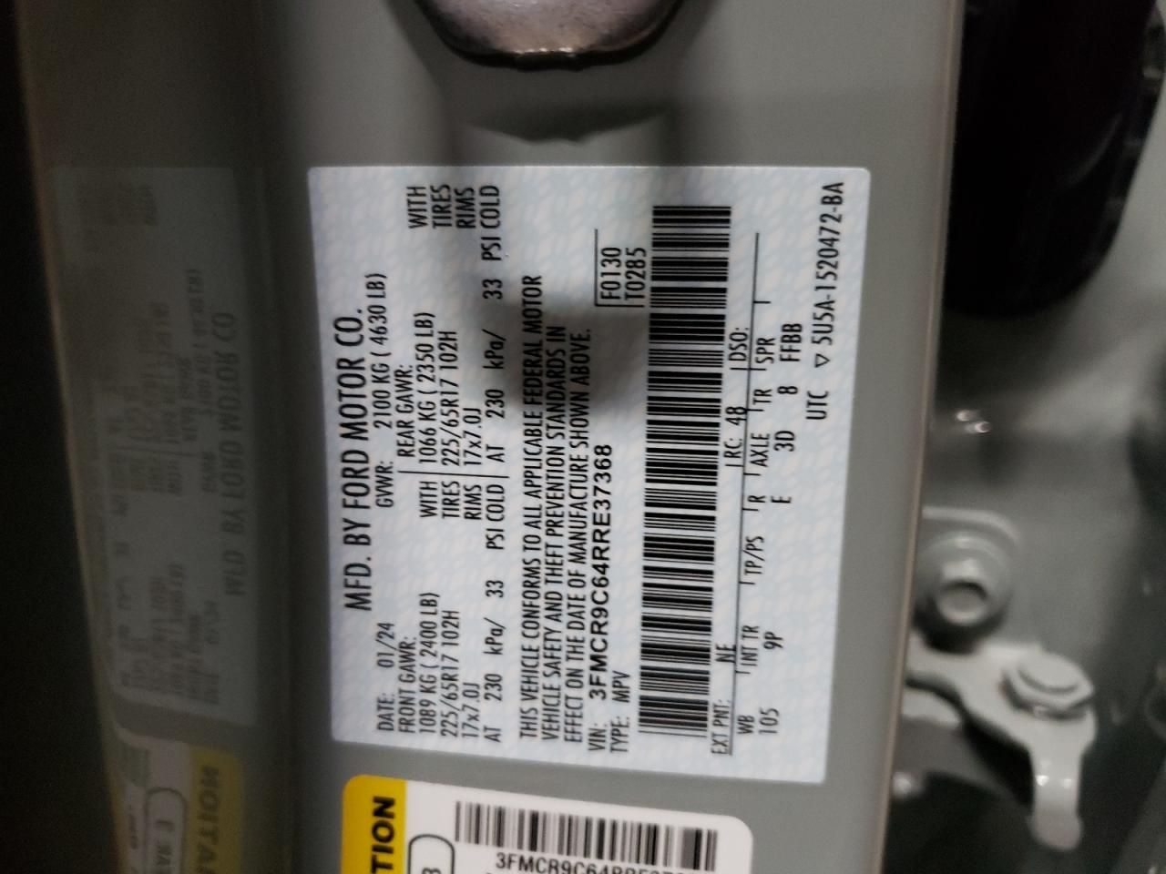 2024 Ford Bronco Sport Outer Banks VIN: 3FMCR9C64RRE37368 Lot: 64801655