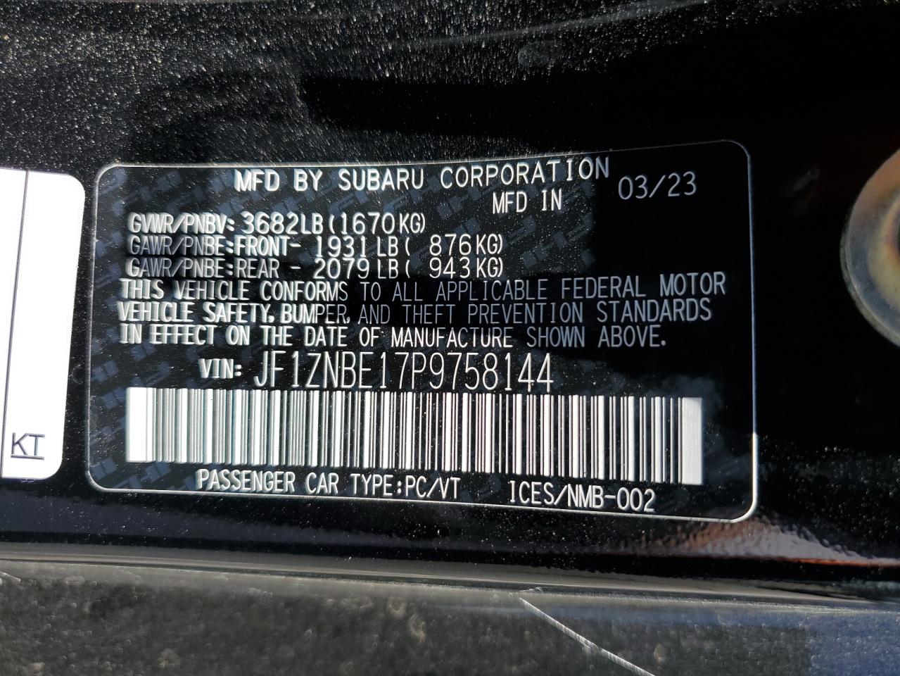 2023 Toyota Gr 86 Premium VIN: JF1ZNBE17P9758144 Lot: 63988085