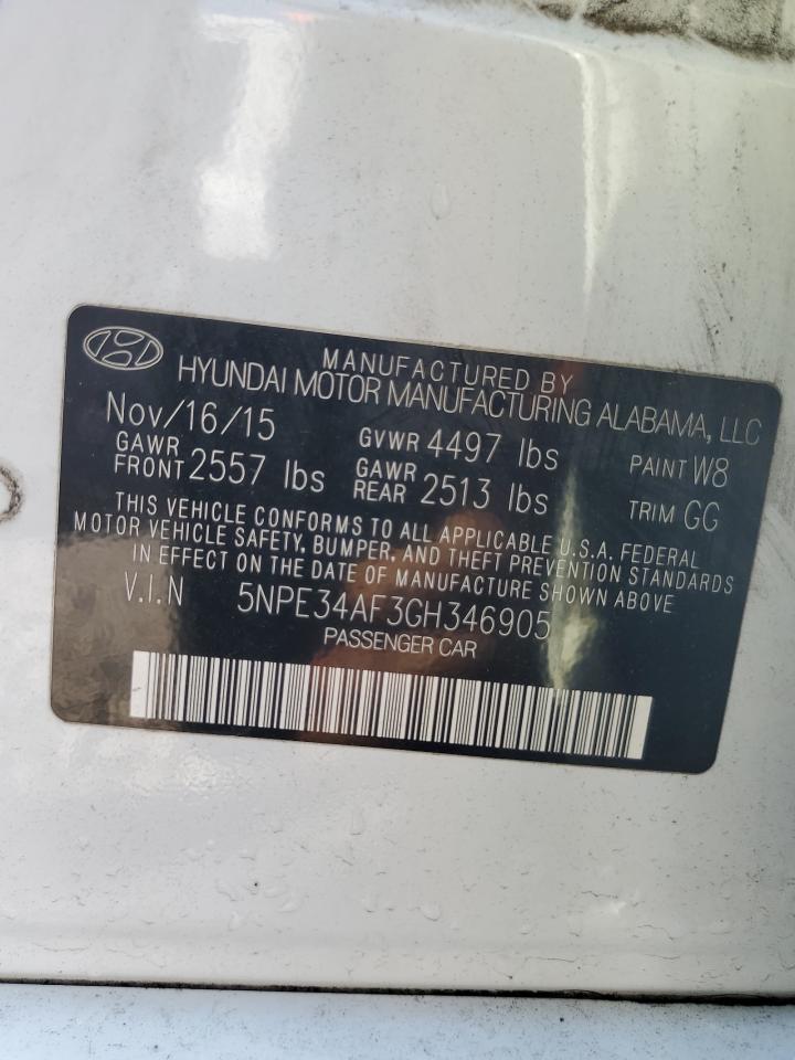 2016 Hyundai Sonata Sport VIN: 5NPE34AF3GH346905 Lot: 65169975
