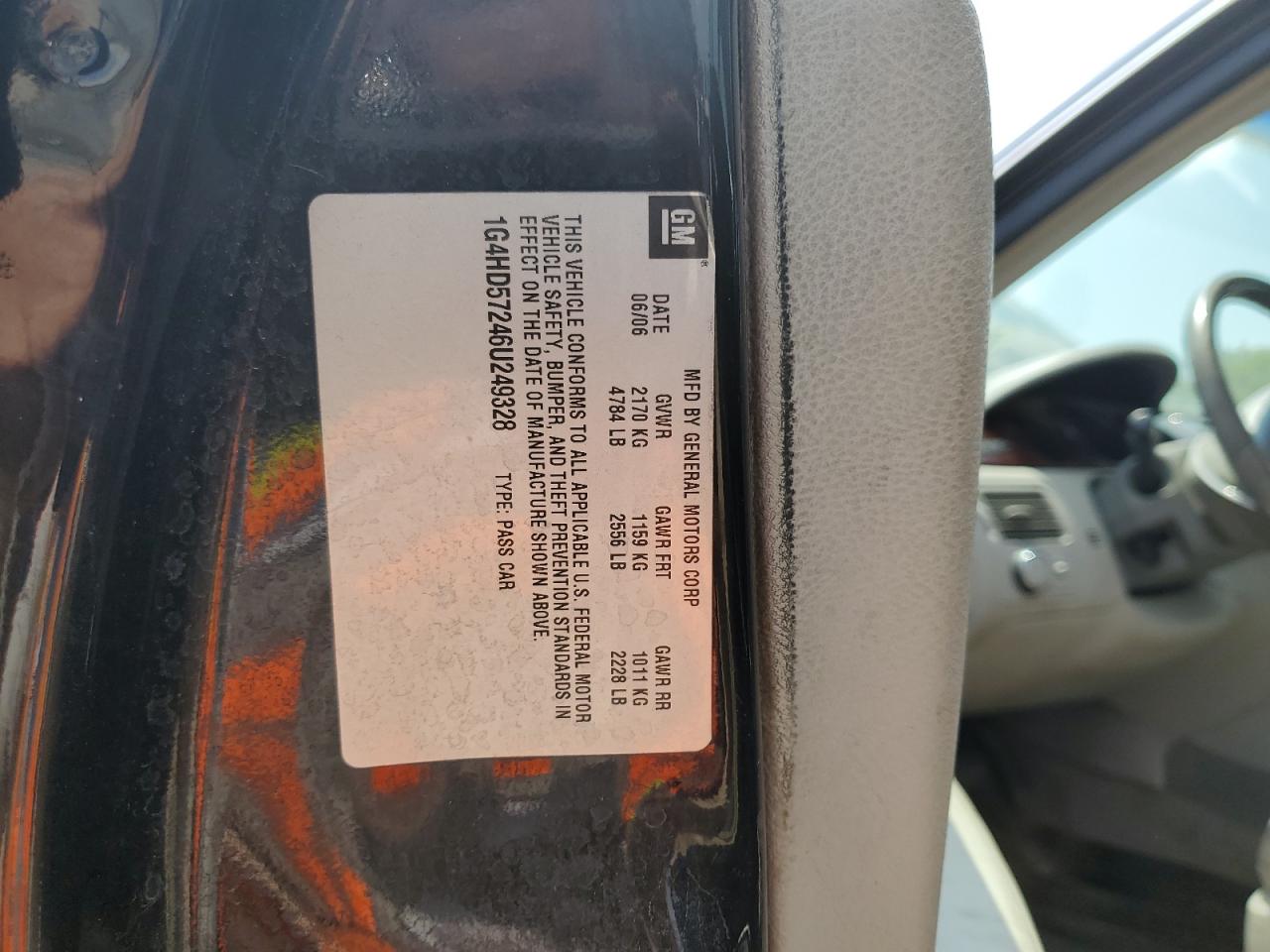 2006 Buick Lucerne Cxl VIN: 1G4HD57246U249328 Lot: 64783565