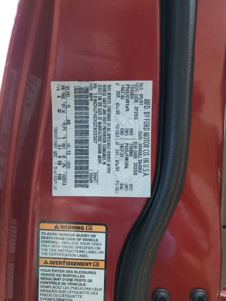 2002 Ford Explorer Eddie Bauer VIN: 1FMDU74EX2ZB02307 Lot: 64979625