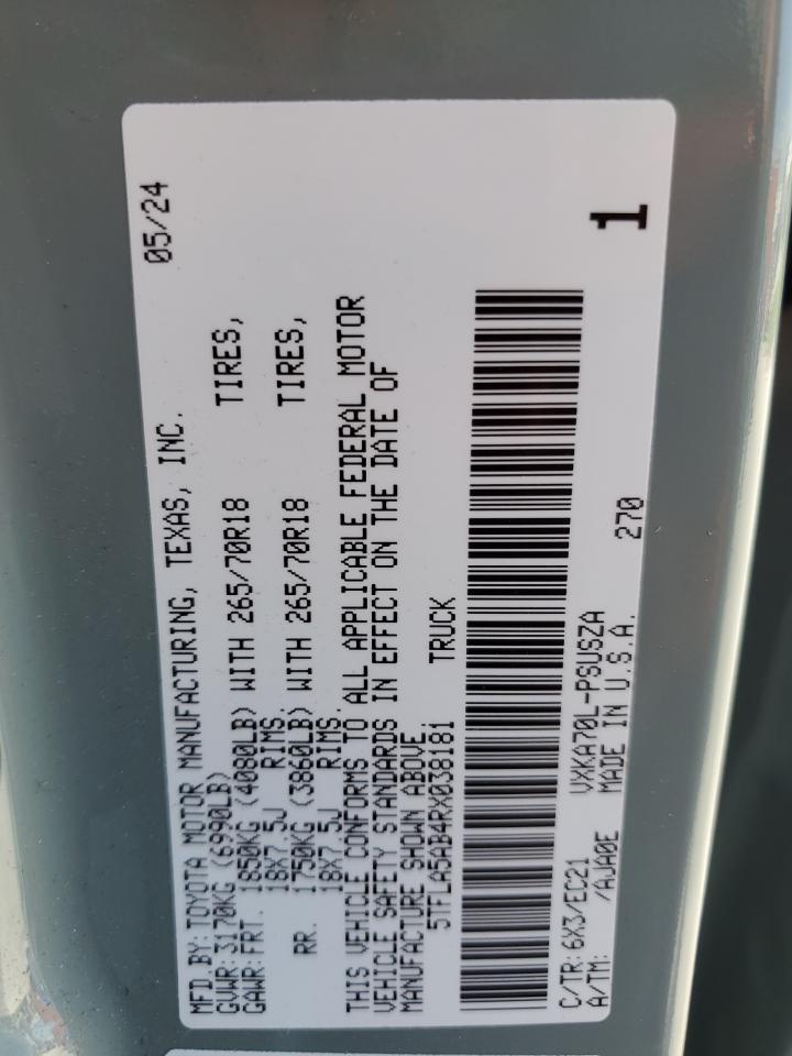 2024 Toyota Tundra Crewmax Sr VIN: 5TFLA5AB4RX038181 Lot: 63051185