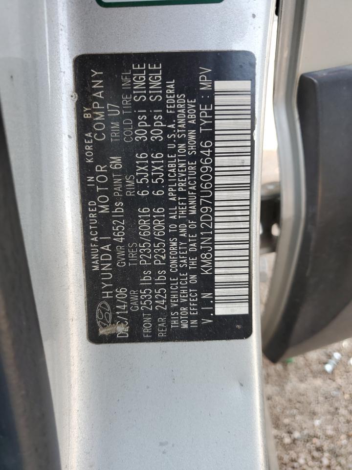 2007 Hyundai Tucson Se VIN: KM8JN12D97U609646 Lot: 65834285