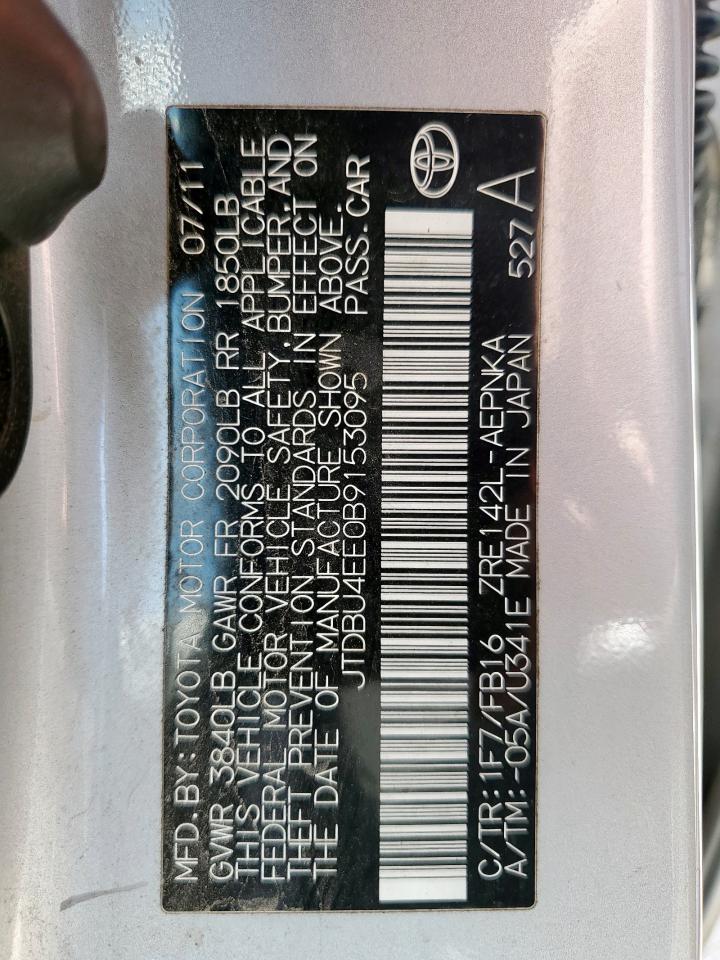 2011 Toyota Corolla Base VIN: JTDBU4EE0B9153095 Lot: 64646685