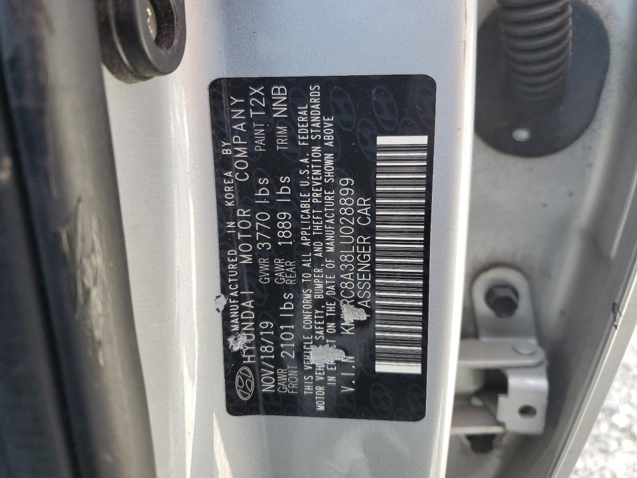 2020 Hyundai Venue Sel VIN: KMHRC8A38LU028899 Lot: 63781765