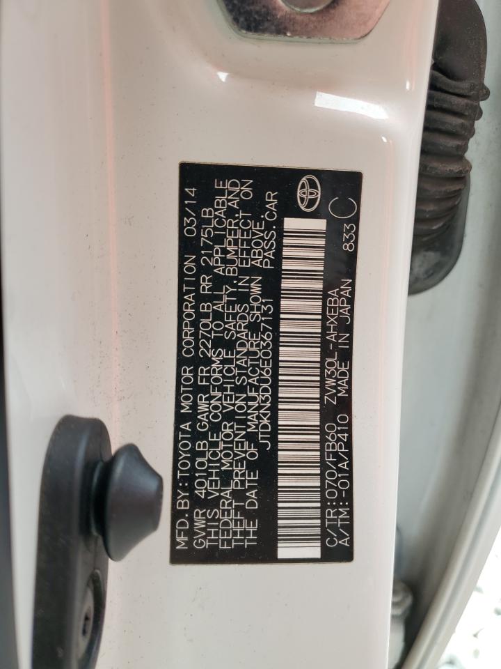 2014 Toyota Prius VIN: JTDKN3DU6E0367131 Lot: 64292525