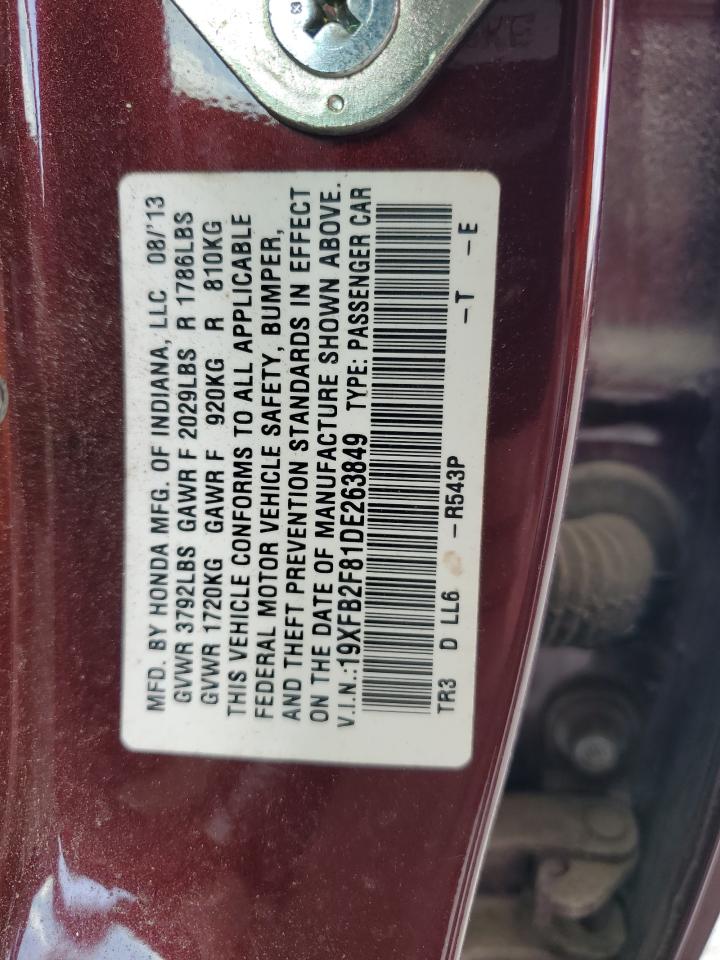 2013 Honda Civic Ex VIN: 19XFB2F81DE263849 Lot: 65779795