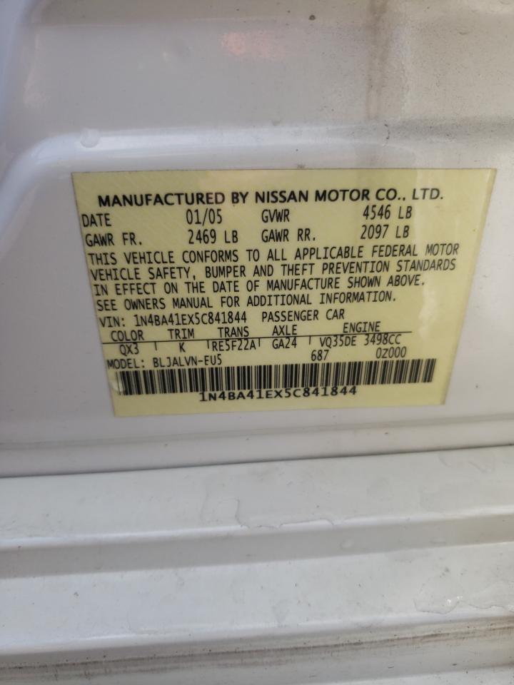 2005 Nissan Maxima Se VIN: 1N4BA41EX5C841844 Lot: 64508105
