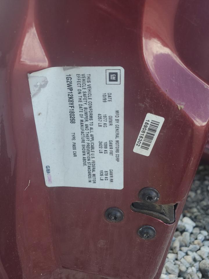 2000 Pontiac Grand Prix Gt VIN: 1G2WP12K8YF180268 Lot: 65383175