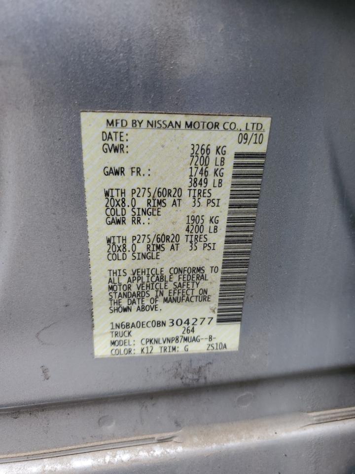 2011 Nissan Titan S VIN: 1N6BA0EC0BN304277 Lot: 65084805