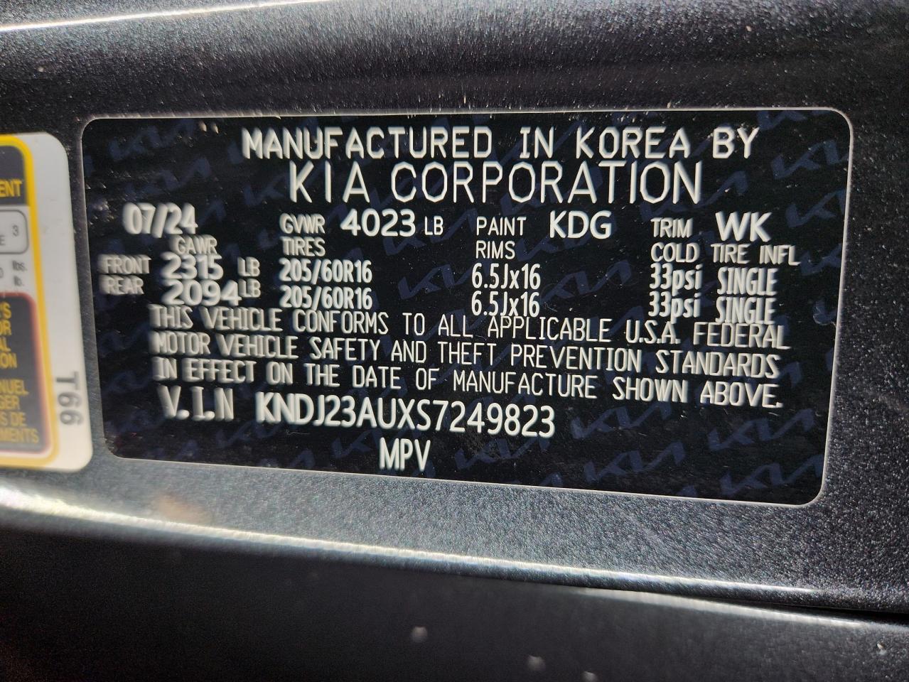 2025 Kia Soul Lx VIN: KNDJ23AUXS7249823 Lot: 63247305