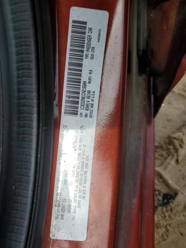 2012 Dodge Avenger Se VIN: 1C3CDZAB1CN216604 Lot: 64141065
