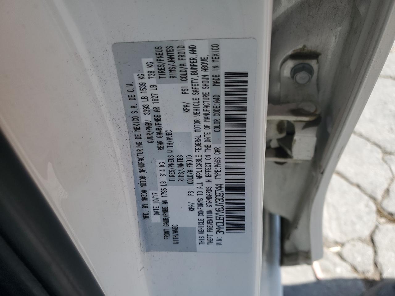 2018 Toyota Yaris Ia VIN: 3MYDLBYV6JY309744 Lot: 64574015