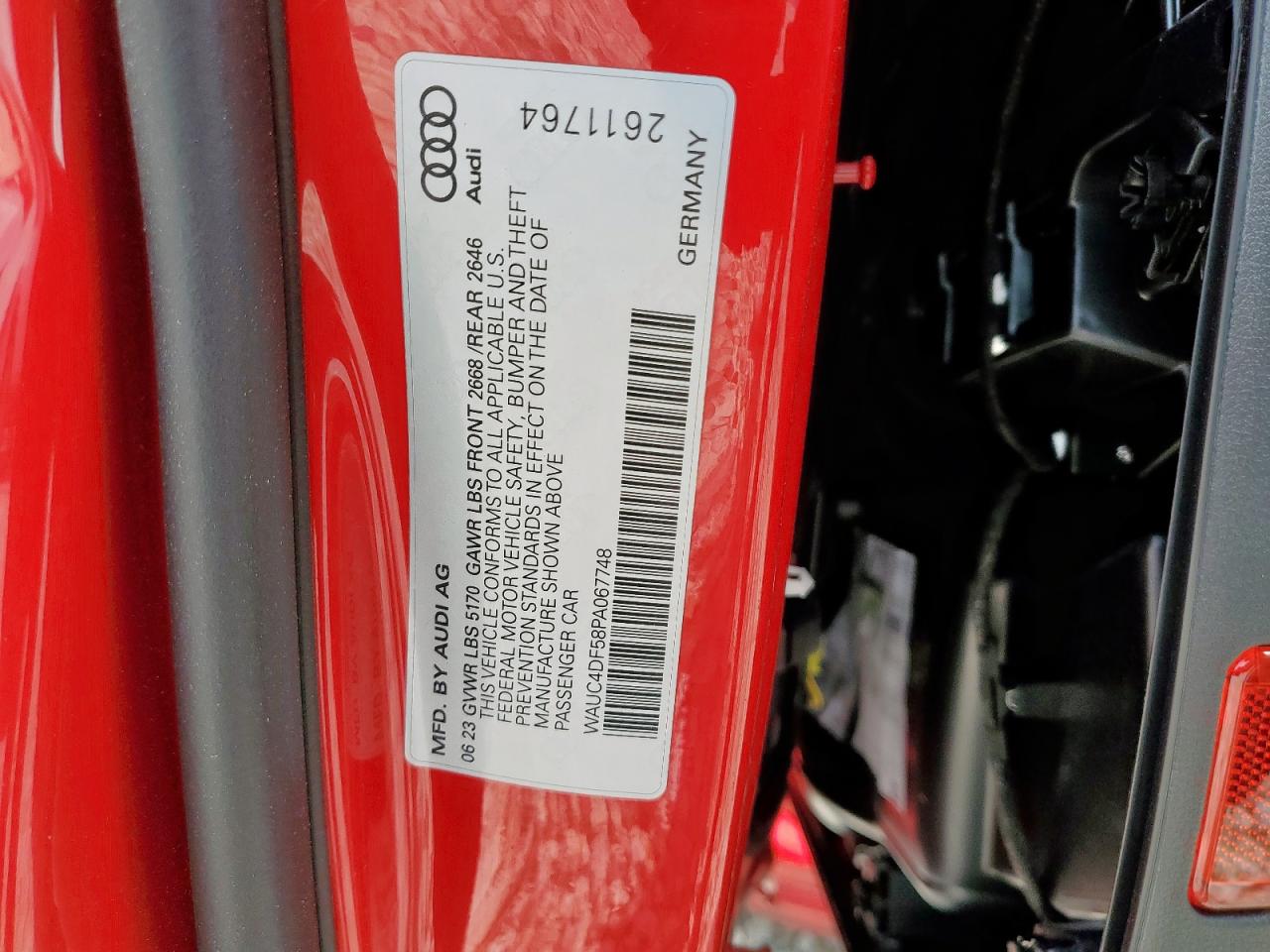 2023 Audi S5 Premium Plus VIN: WAUC4DF58PA067748 Lot: 63224915