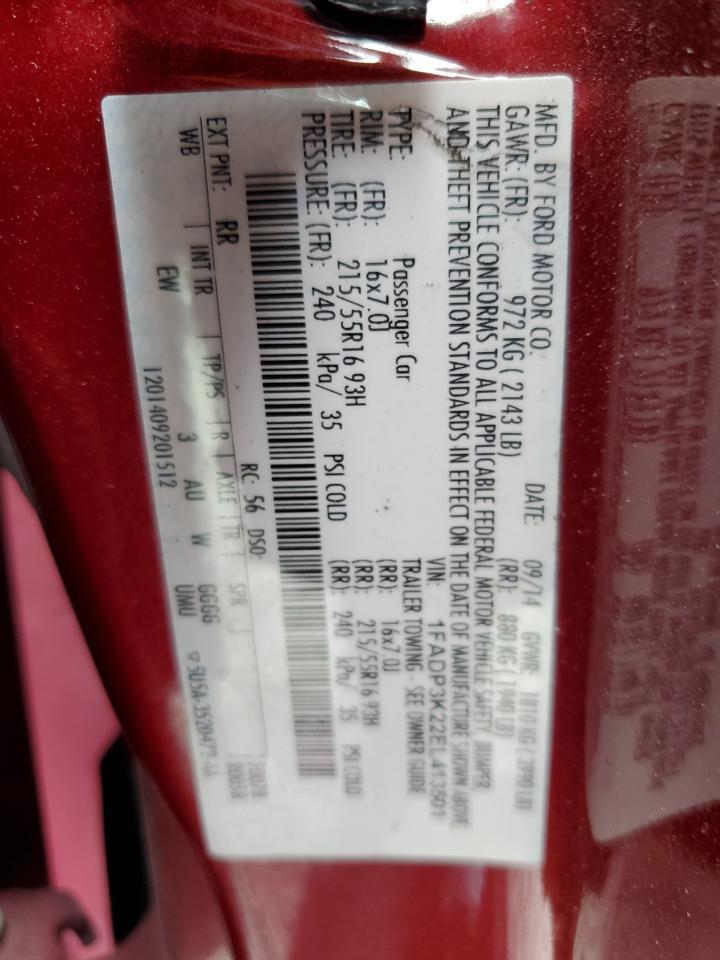 2014 Ford Focus Se VIN: 1FADP3K22EL413501 Lot: 62640415