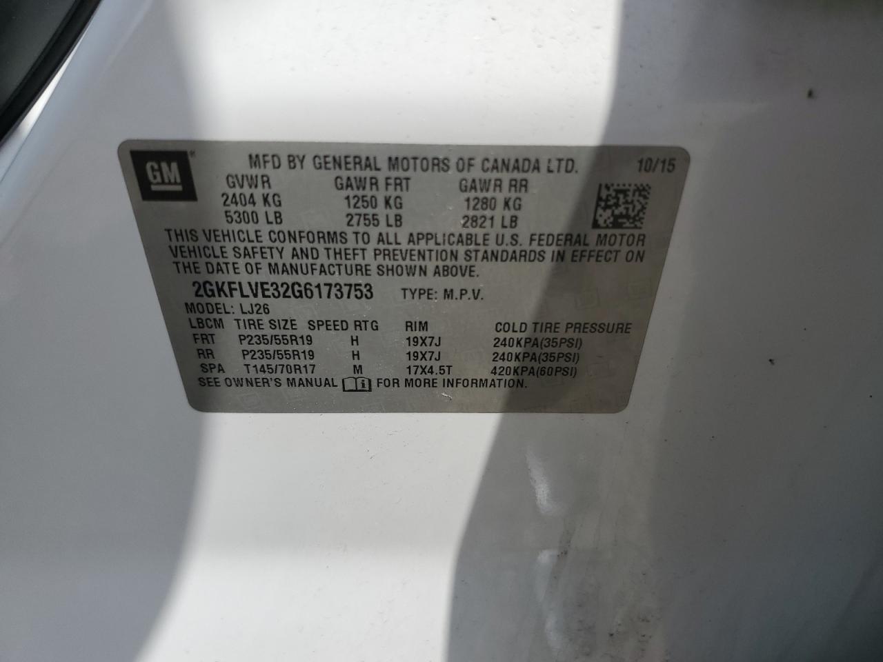 2016 GMC Terrain Denali VIN: 2GKFLVE32G6173753 Lot: 63965725