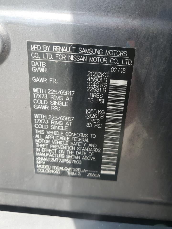 2018 Nissan Rogue S VIN: KNMAT2MT7JP567603 Lot: 65430415