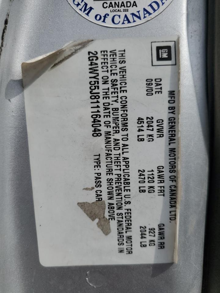 2001 Buick Century Limited VIN: 2G4WY55J811164048 Lot: 62792435