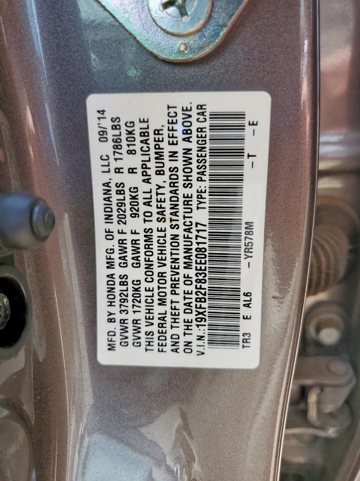 2014 Honda Civic Ex VIN: 19XFB2F83EE081717 Lot: 62599675