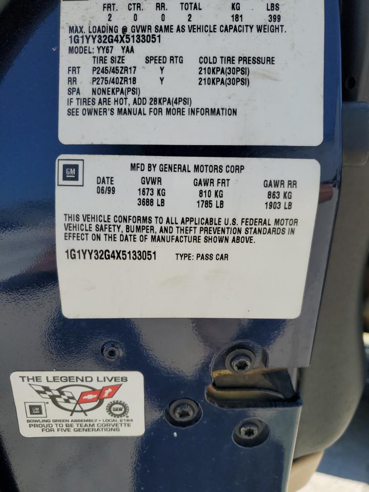 1g1yy32g4x5133051 1G1YY32G4X5133051 1999 Chevrolet Corvette
