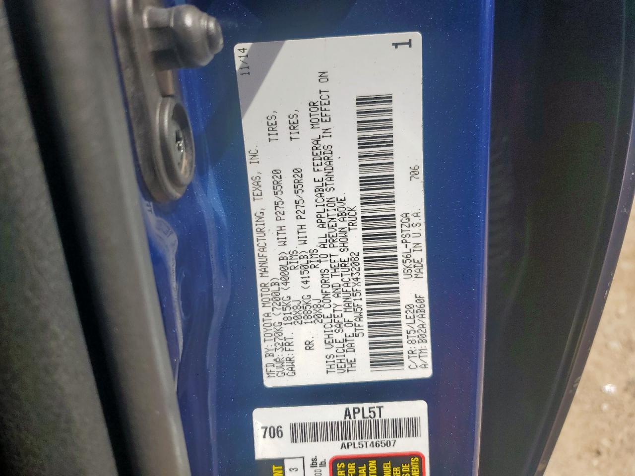 2015 Toyota Tundra Crewmax 1794 VIN: 5TFAW5F15FX43208 Lot: 67200705