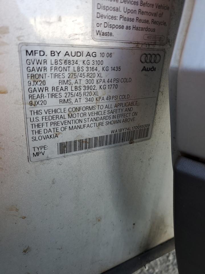 2007 Audi Q7 3.6 Quattro Premium VIN: WA1BY74L17D055309 Lot: 66734455