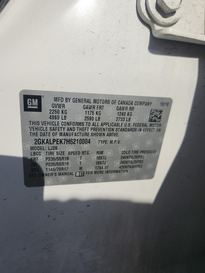 2017 GMC Terrain Slt VIN: 2GKALPEK7H6210004 Lot: 63671415