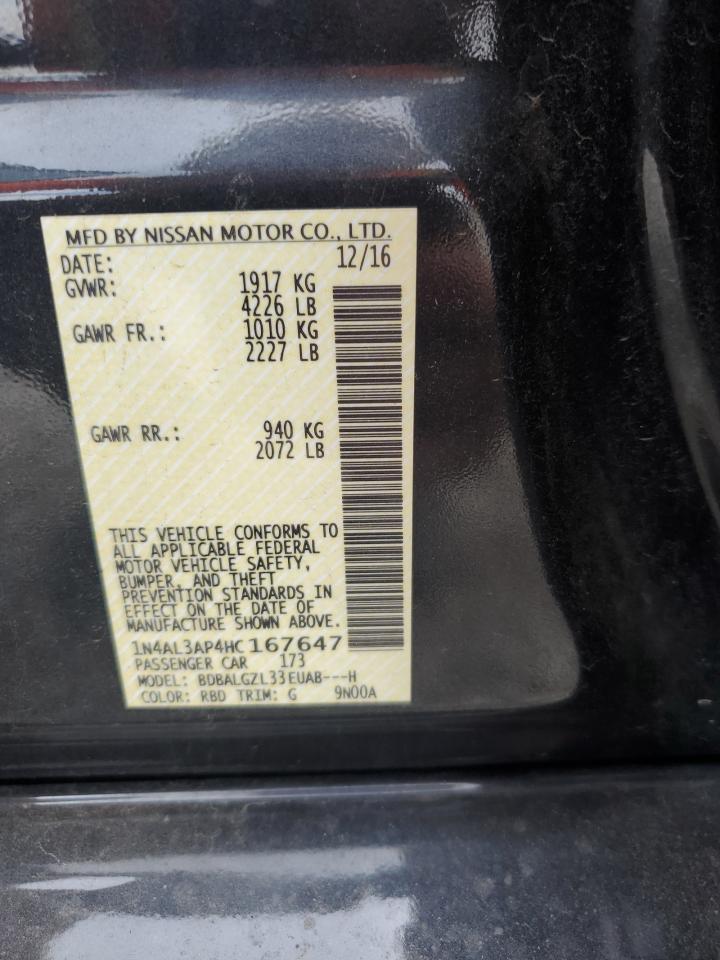 2017 Nissan Altima 2.5 VIN: 1N4AL3AP4HC167647 Lot: 64110265