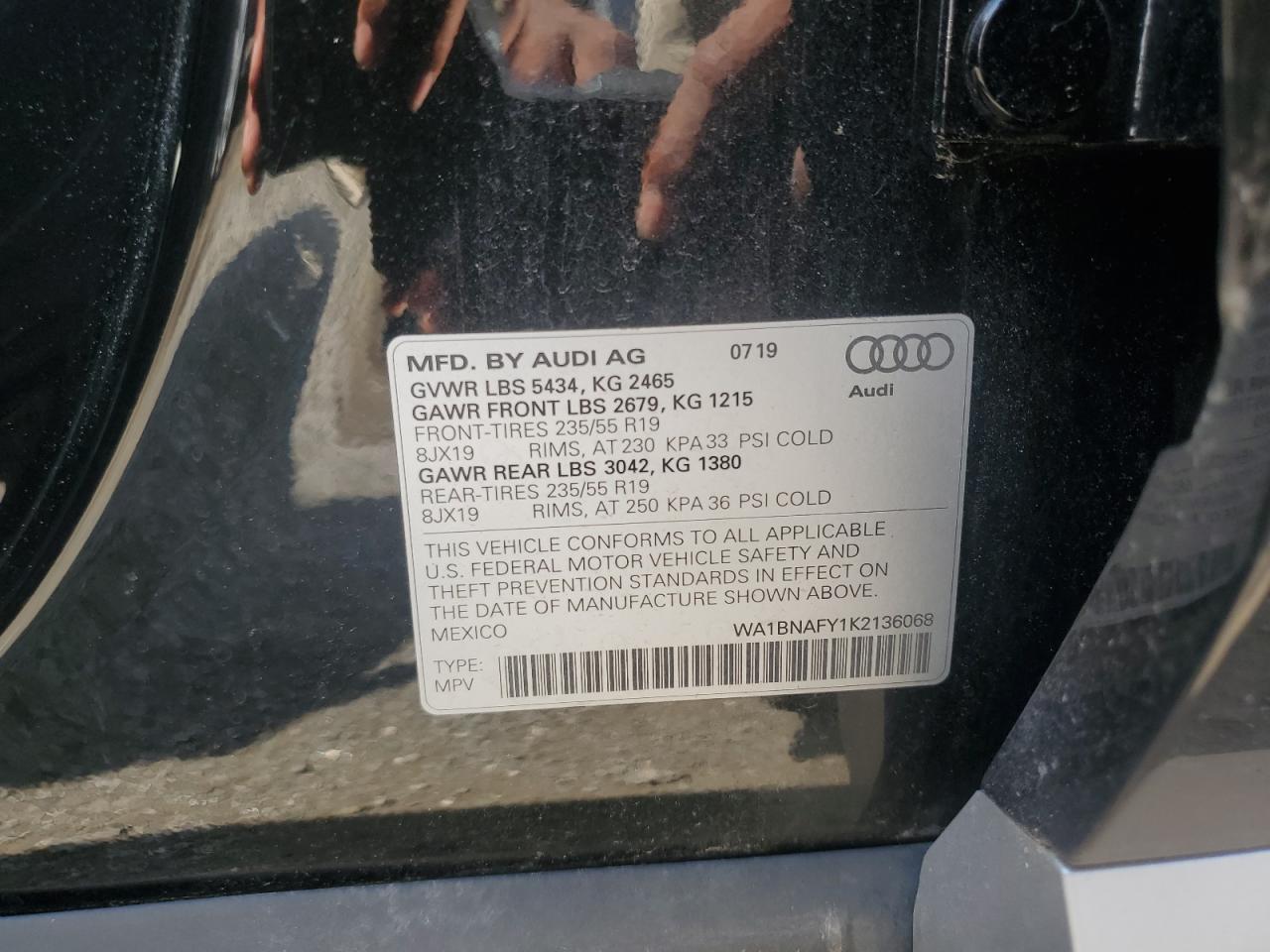 2019 Audi Q5 Premium Plus VIN: WA1BNAFY1K2136068 Lot: 63563295