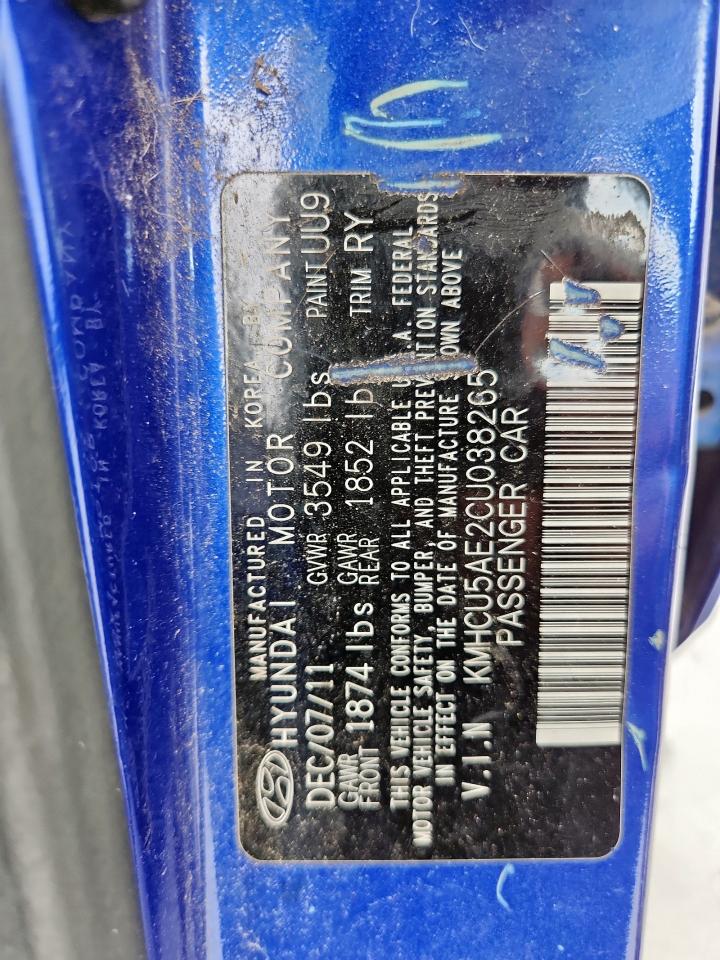 2012 Hyundai Accent Gls VIN: KMHCU5AE2CU038265 Lot: 64029585
