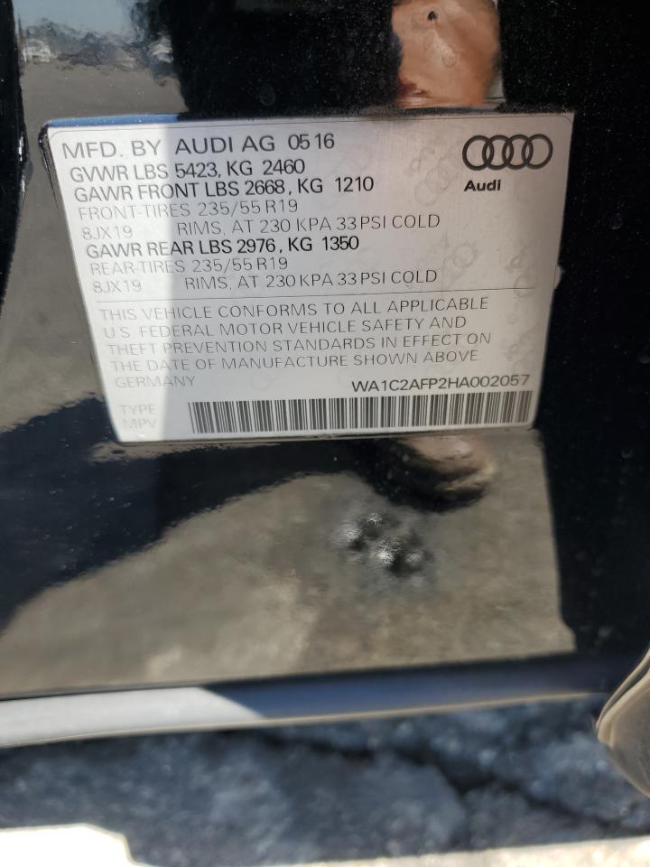 2017 Audi Q5 Premium VIN: WA1C2AFP2HA002057 Lot: 66673475