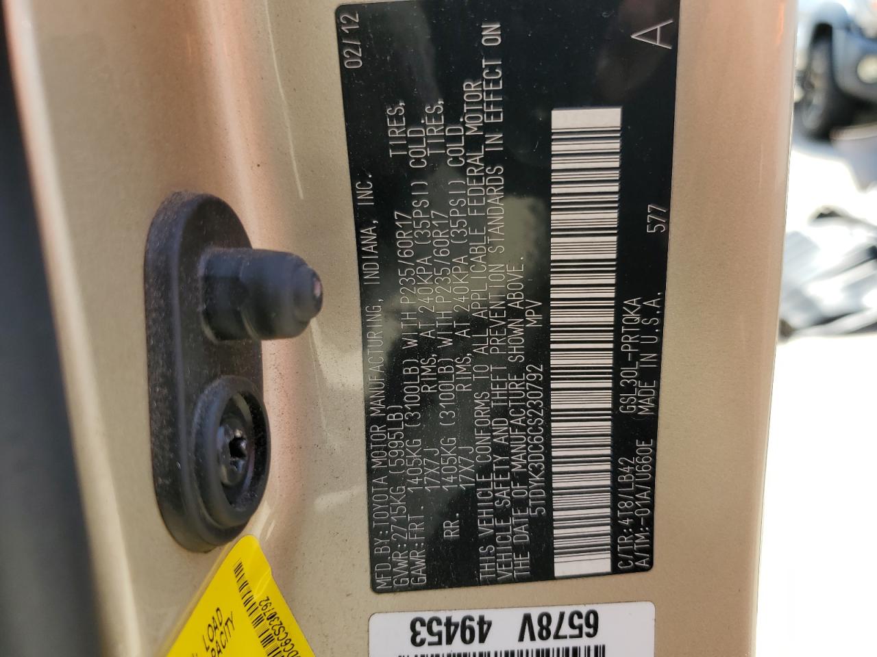5tdyk3dc6cs230792 5TDYK3DC6CS230792 2012 Toyota Sienna Xle