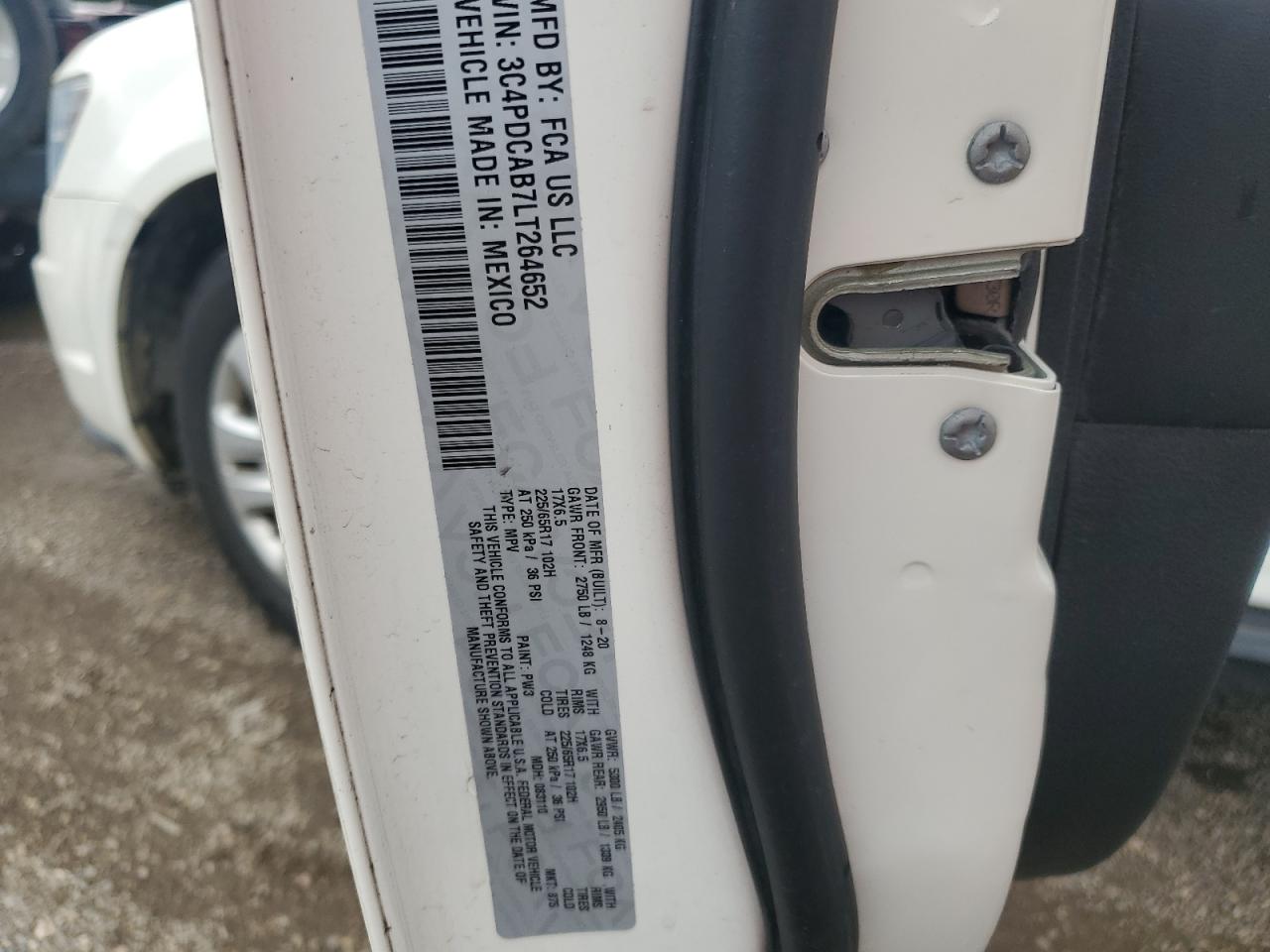 2020 Dodge Journey Se VIN: 3C4PDCAB7LT264652 Lot: 65430905