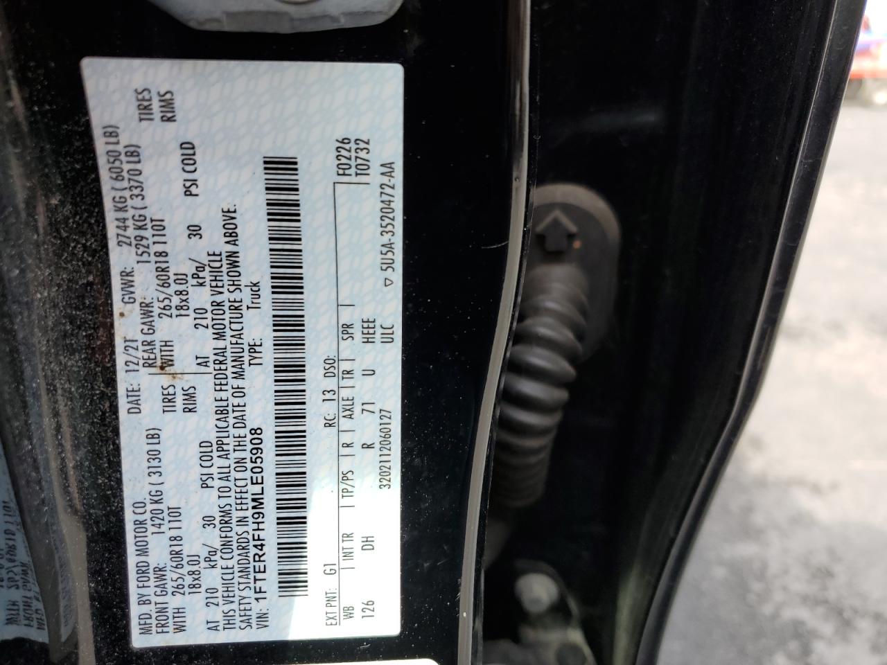 2021 Ford Ranger Xl VIN: 1FTER4FH9MLE05908 Lot: 64466545