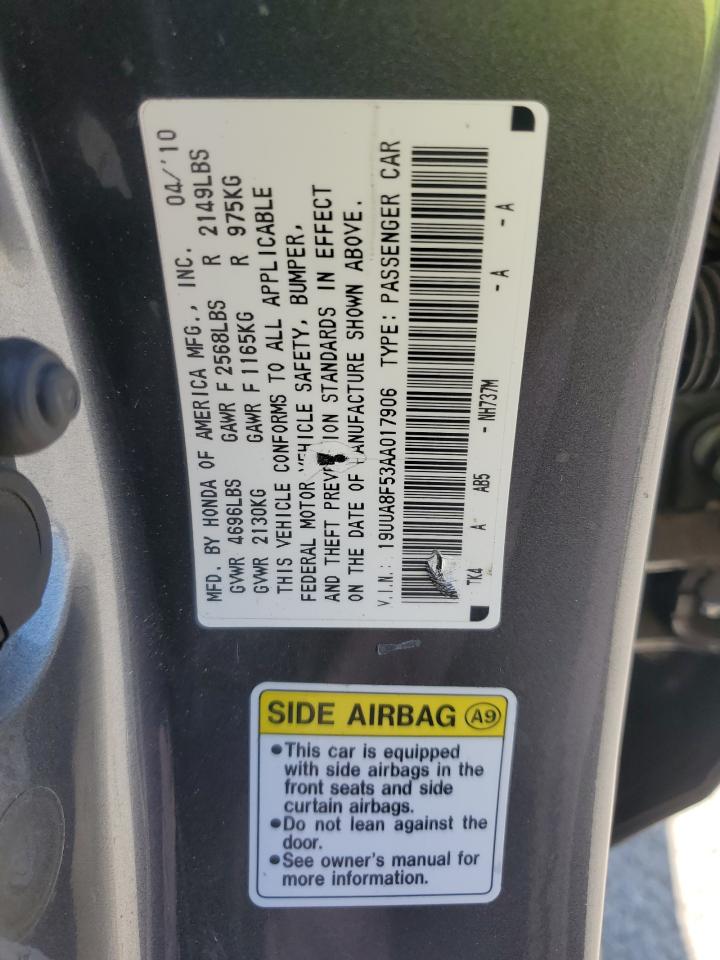 2010 Acura Tl VIN: 19UUA8F53AA017906 Lot: 64866275