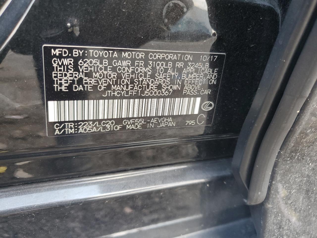 2025 Lexus Ls 500H VIN: JTHCYLFF1J5000367 Lot: 64112425