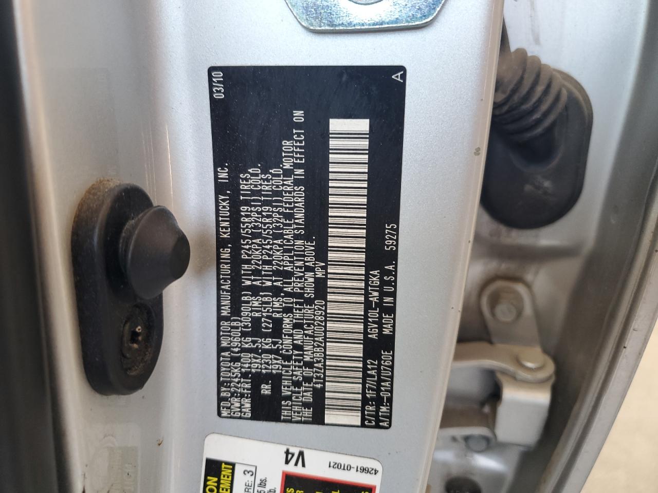 2010 Toyota Venza VIN: 4T3ZA3BB2AU028920 Lot: 61439105
