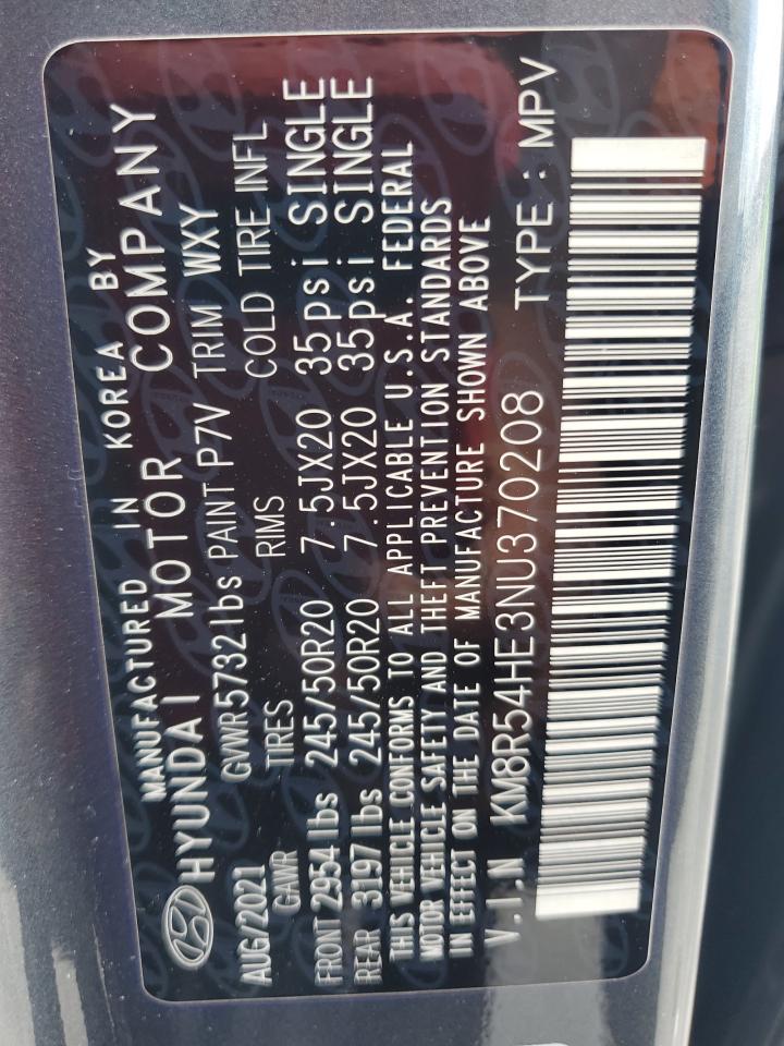 2022 Hyundai Palisade Limited VIN: KM8R54HE3NU370208 Lot: 64958395