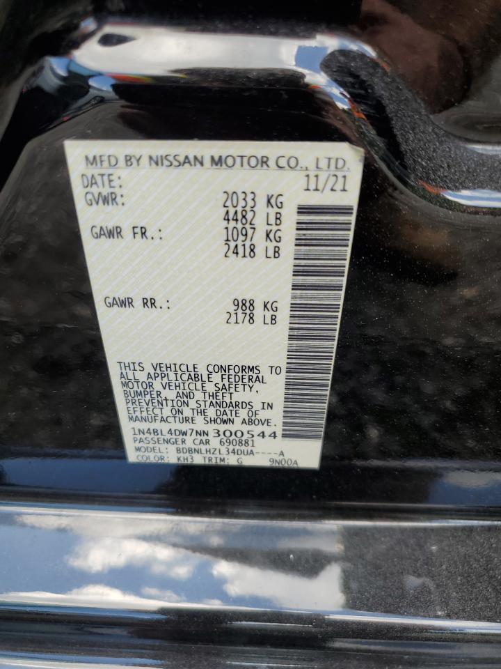 2022 Nissan Altima Sv VIN: 1N4BL4DW7NN300544 Lot: 65209935