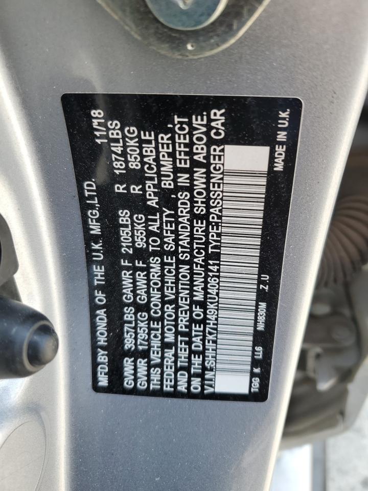 2019 Honda Civic Sport VIN: SHHFK7H49KU406141 Lot: 65051275