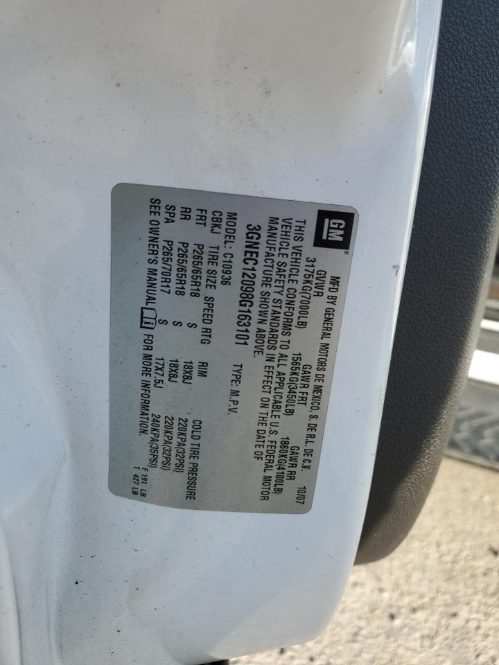 2008 Chevrolet Avalanche C1500 VIN: 3GNEC12098G163101 Lot: 66140935