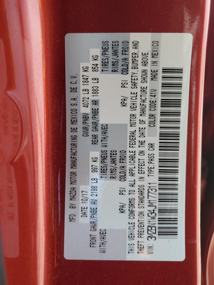 2018 Mazda 3 Grand Touring VIN: 3MZBN1W34JM177311 Lot: 64838925