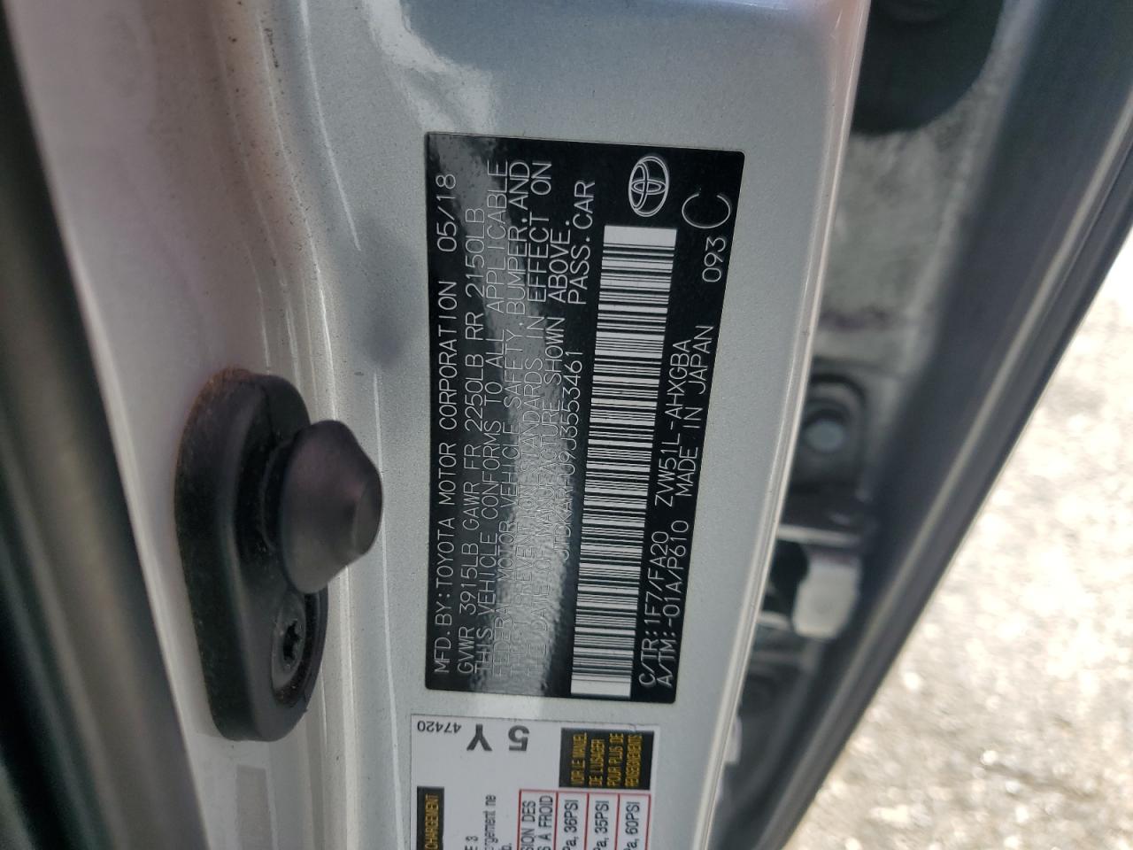2018 Toyota Prius VIN: JTDKARFU9J3553461 Lot: 63323685